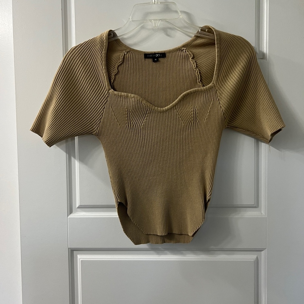 Ribbed Tan Women's Top size medium by Paper moon